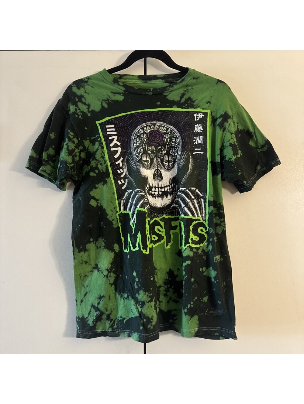 Misfits x Junji Ito Crunchyroll Horror Punk Manga Green Tie Dye Shirt Size M